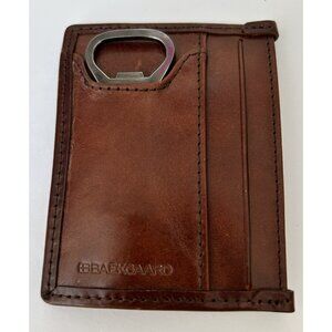 Baekgaard Brown Leather Canvas Card Case Wallet Bottle Opener